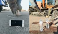 بالفيديو: يشغل هاتف آيفون بآلة حفر ضخمة