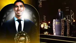 حكيمي يجهش بالبكاء لحظة تتويجه بالكرة الذهبية وسط هتاف الجمهور