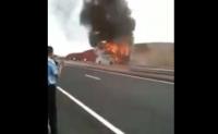 مرة اخرى ... اندلاع حريق بحافلة ستيام اثناء رحلتها من اكادير الى مراكش