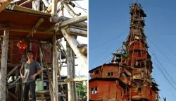 يتحدى السلطات ويبني برجاً هرمياً من 10 طوابق فوق منزل جده المهدد بالهدم