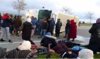 مستجدات حادث انقلاب حافلة لنقل العاملات بمدخل مارتيل(فيديو)