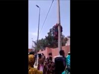 بسبب الحكرة...سيدة حامل تحاول الانتحار من أعلى عمود كهربائي (فيديو)