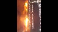 حريق هائل في فندق العنوان المجاور لبرج خليفة في ‏دبي