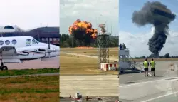 تحية مؤثرة تتحول إلى مأساة.. تحطم طائرة طبية بلحظات صادمة في مطار بريطاني