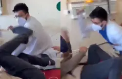 غرفة مستشفى تتحول إلى حلبة مصارعة بين طبيب ومريض  (فيديو)