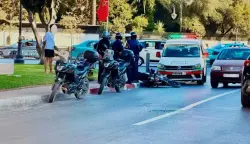 دراجة نارية تصدم شرطيا أمام القنصلية الإسبانية بطنجة وتستنفر الأمن(صور)
