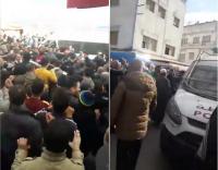 لحظة القبض على مختل عقلي هاجم مصلين بمسجد عقب صلاة الجنازة بإمزورن