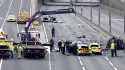 بالفيديو...مطاردة بوليسية لسيارة بي ام دبليو هاربة تنتهي بتحطم 5 سيارات شرطة